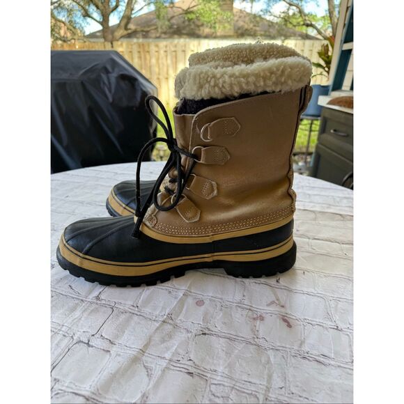 Sorel Men's Size 13 Caribou Winter Snow Boots Tan Black Warm Waterproof Outdoor - Picture 2 of 15